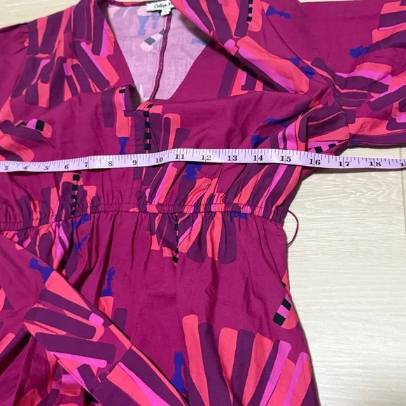 CELINA MOON Pink and Purple Patterned Long Sleeve Midi Dress NEW - Picture 7 of 9